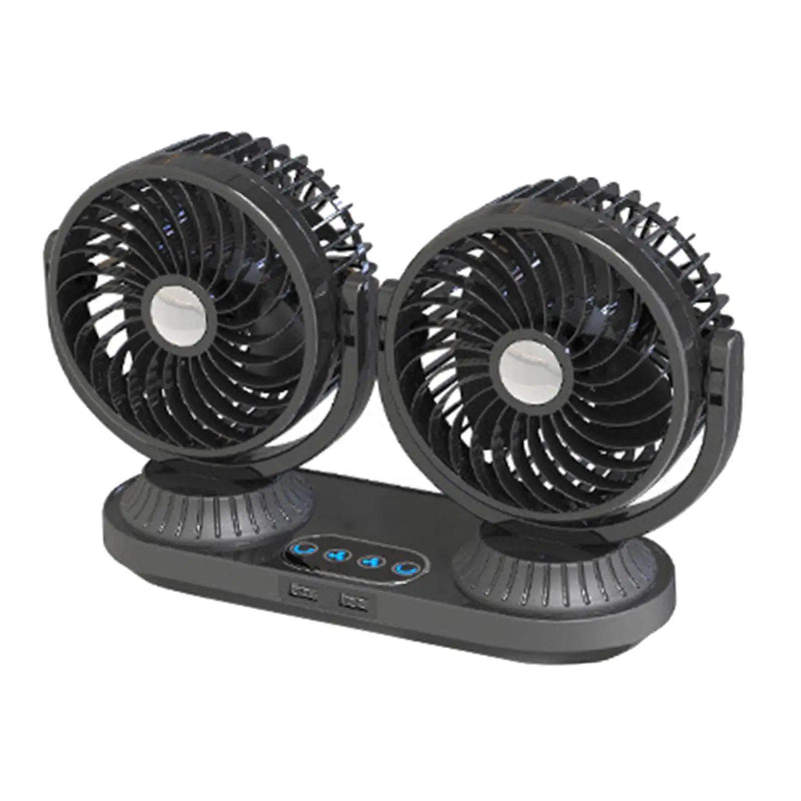 Dual Heads Car Fan for 12V 24V Vehicles 180 up and Down Adjustment Truck Fan