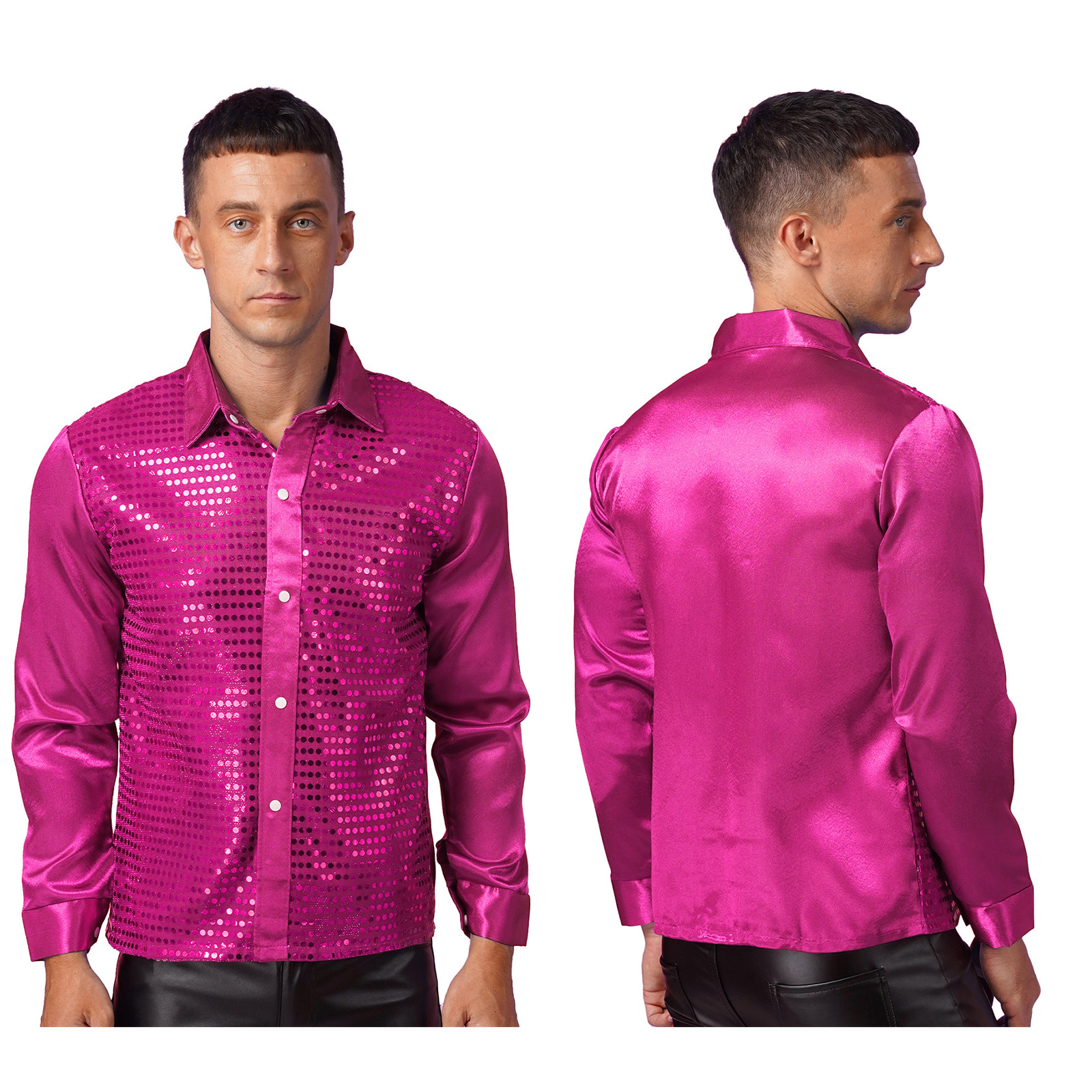 Männer Hip Hop Jazz Latin Dance Tops Langarm Shiny Pailletten Revers Hemd Tops Nachtclub Party Pole Dance Leistung Dancewear – Detail 25