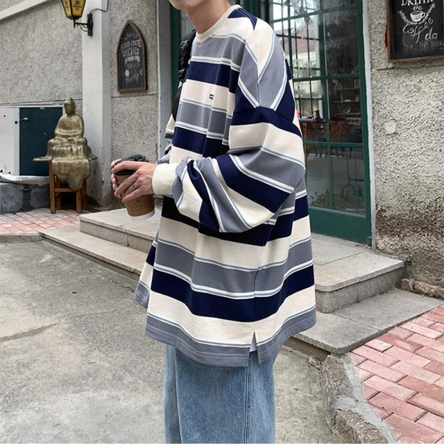 Striped T Shirt for Men Streetwear 90s Designer Clothes Oversize