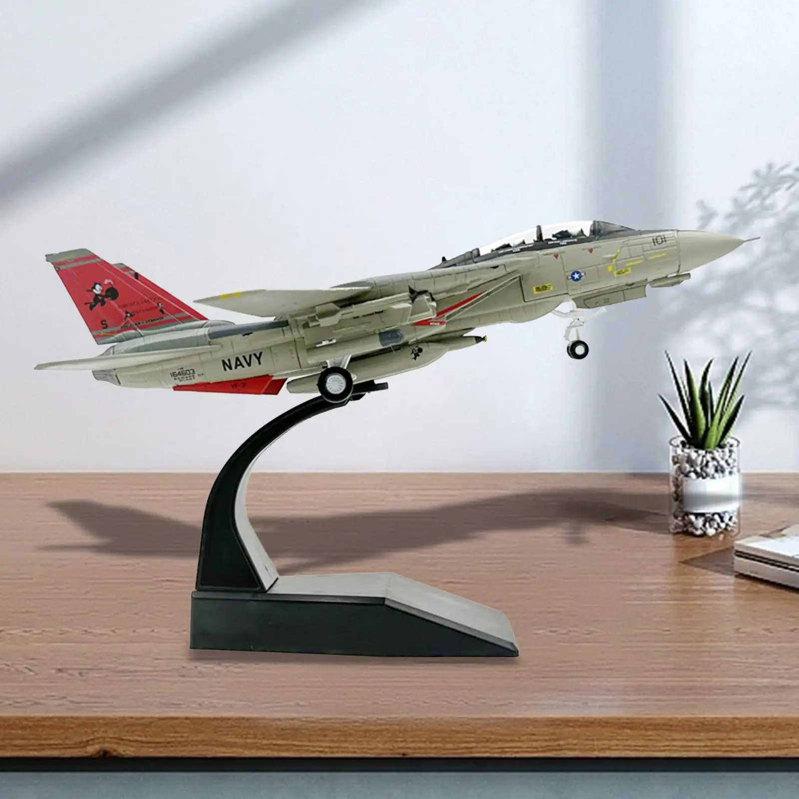 1:100 F 14 USA Carrier Aircraft Diecast Model Airplane with Stand Fighter Ornament for Office Bedroom Shelf Livingroom Cafes