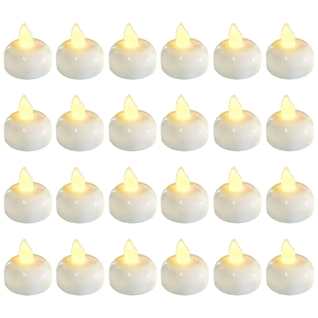 24PCS Flameless Led Tealight Candles Battery Operated Warm White Flameless Pillar Candle Bluk for Romantic Decorations