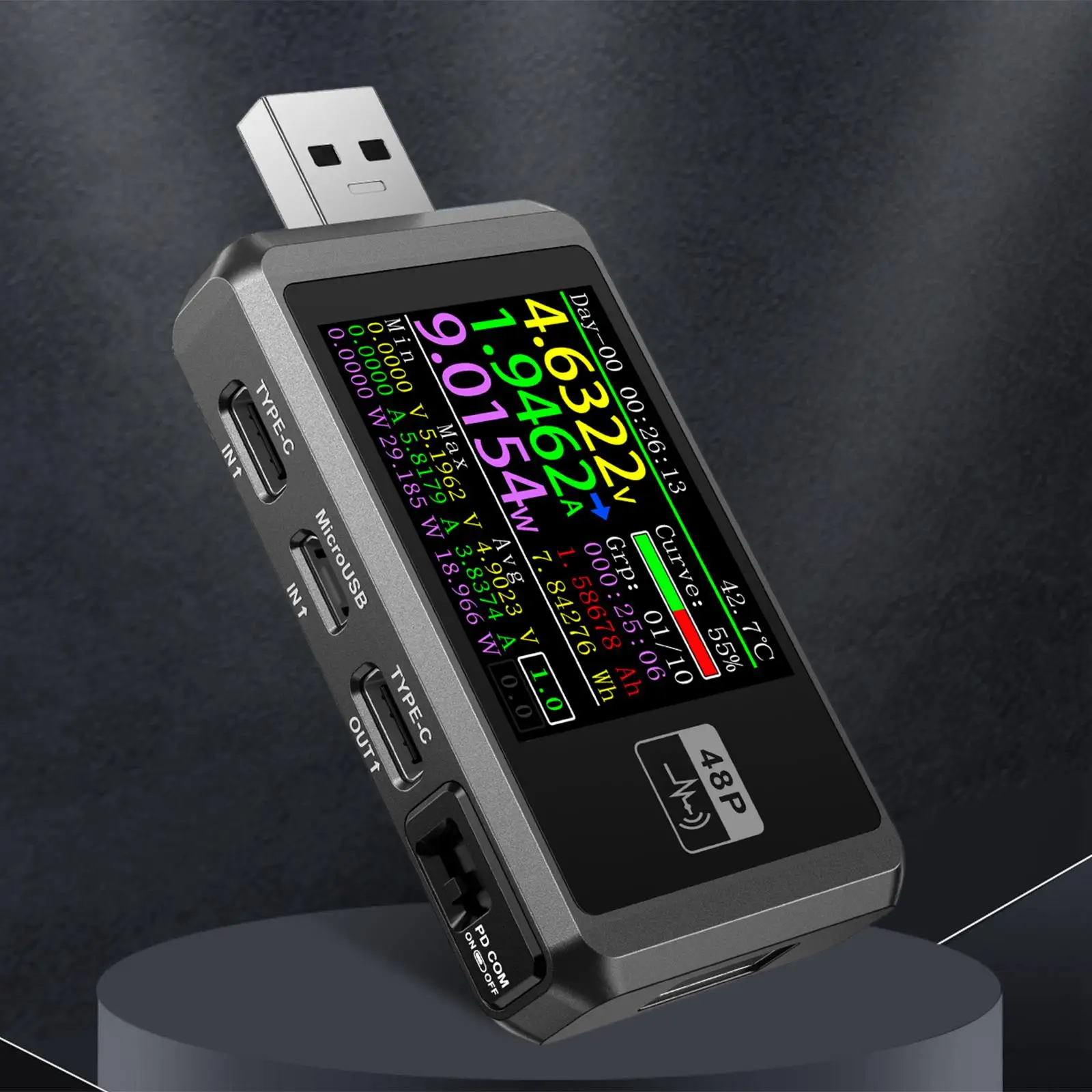 USB Multimeter Real Time Voltage Current Curve Voltage Tester Current Tester