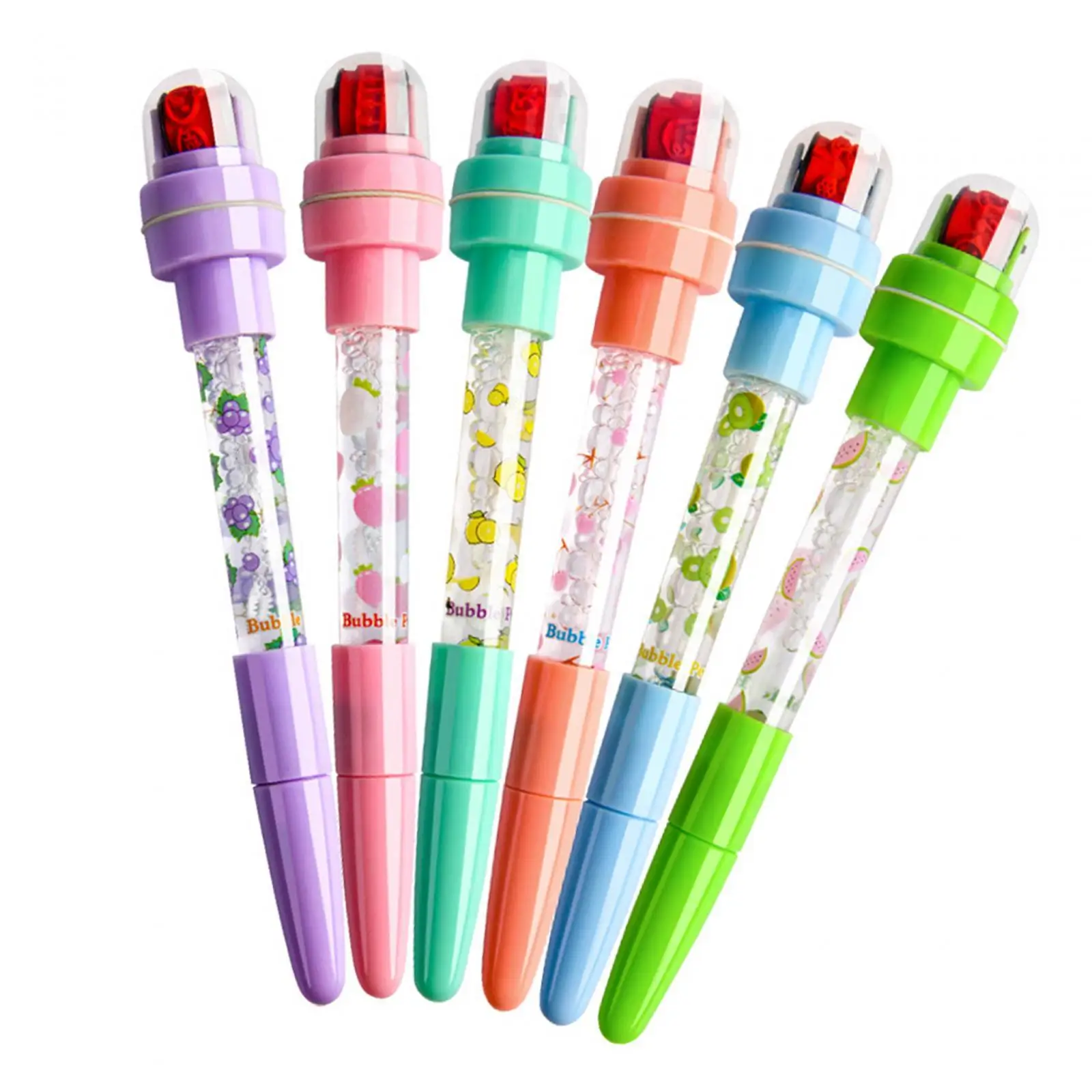 6x Ballpoint Pen 0.7mm Durable Supplies Multifunctional DIY Portable Stamp Toy Pens for Office Writing Classroom Draw Exam Spare