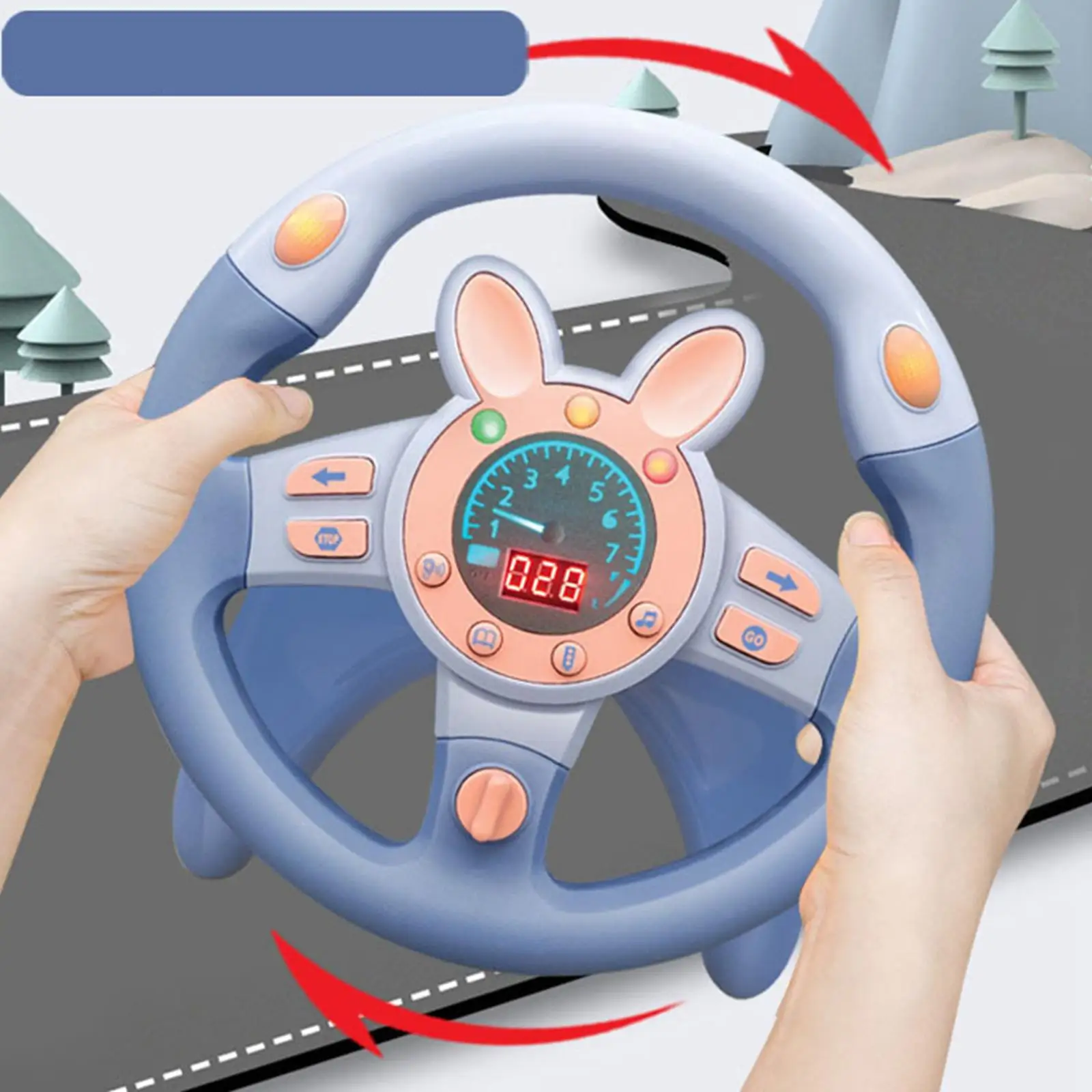Steering Wheel Toys Traffic Knowledge Simulated Driving Interactive Driving W/Music and Light Funny Small Steering Wheel Toy