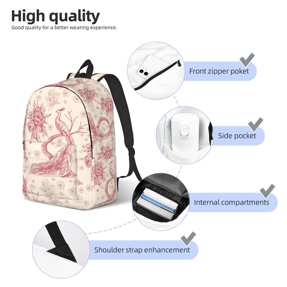 para Homens Mulheres Waterproof School College Francês Motif Bag Imprimir Bookbag