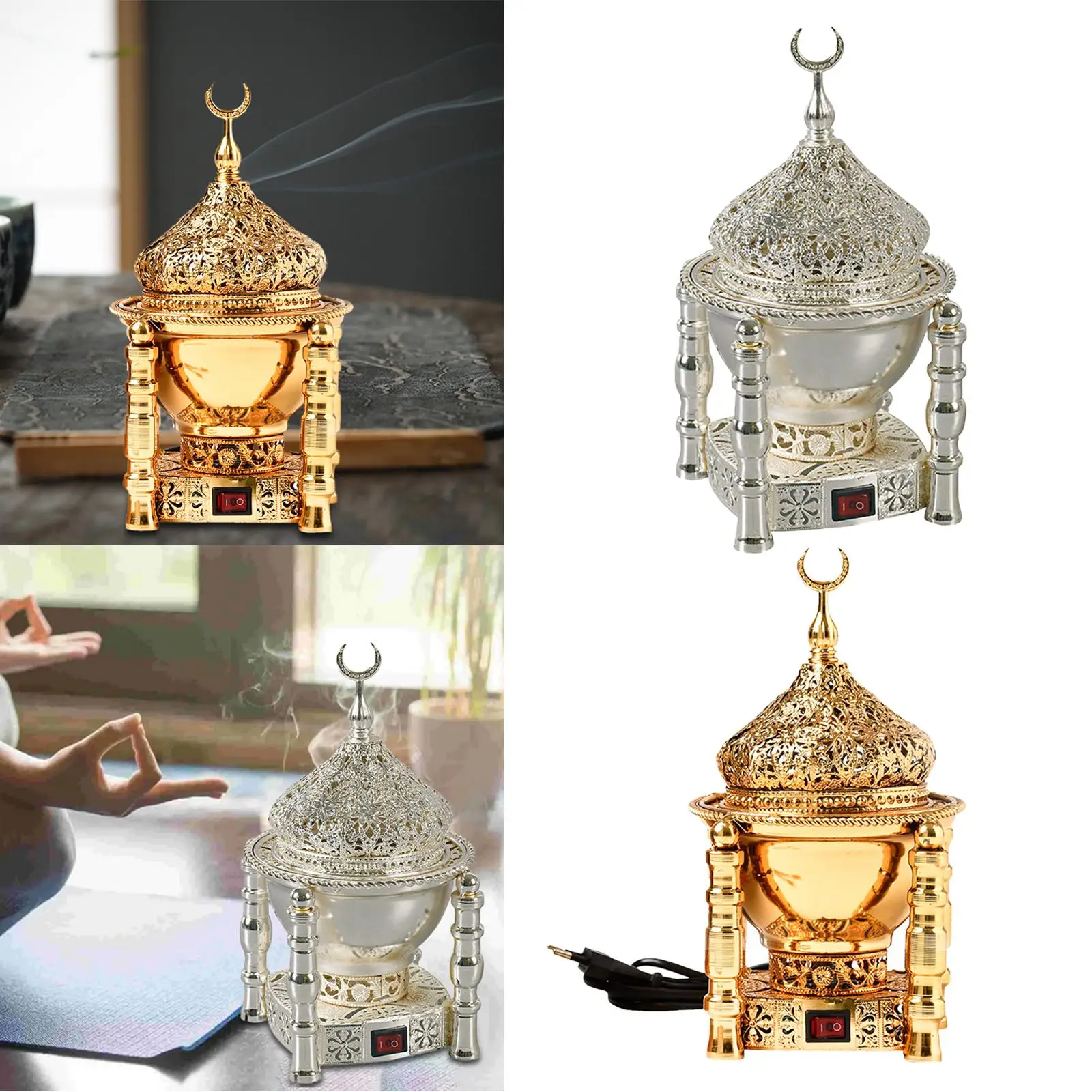 Antique Arabian Incense Diffuser Metal Fragrance for Bedroom Yoga Office Home Decor