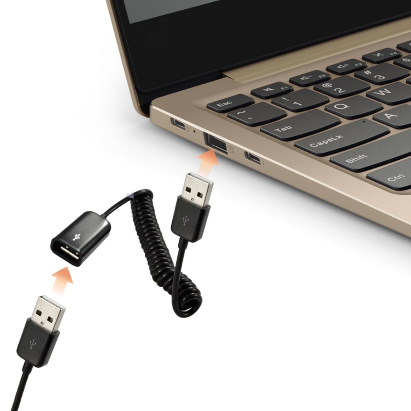 USB 2.0-Stecker auf Buchse, spiralförmiges Adapterkabel, 1 m, Feder-Teleskop-Verlängerungskabel zum Aufladen – Detail 3