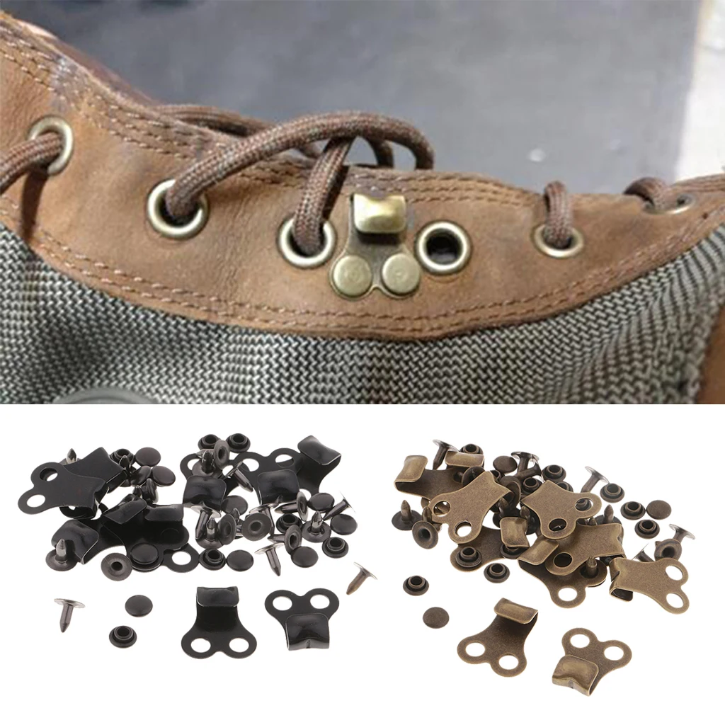 20 Sets Metal Lace Fittings Rivets Camp Hike Climbing Repair Boot Lace
