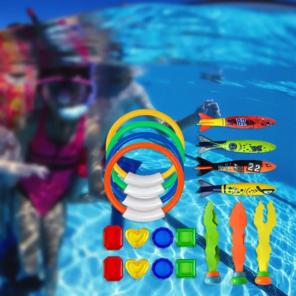 19pcs Plastic Diving Toys Underwater Swimming Pool Toys Summer Water Game