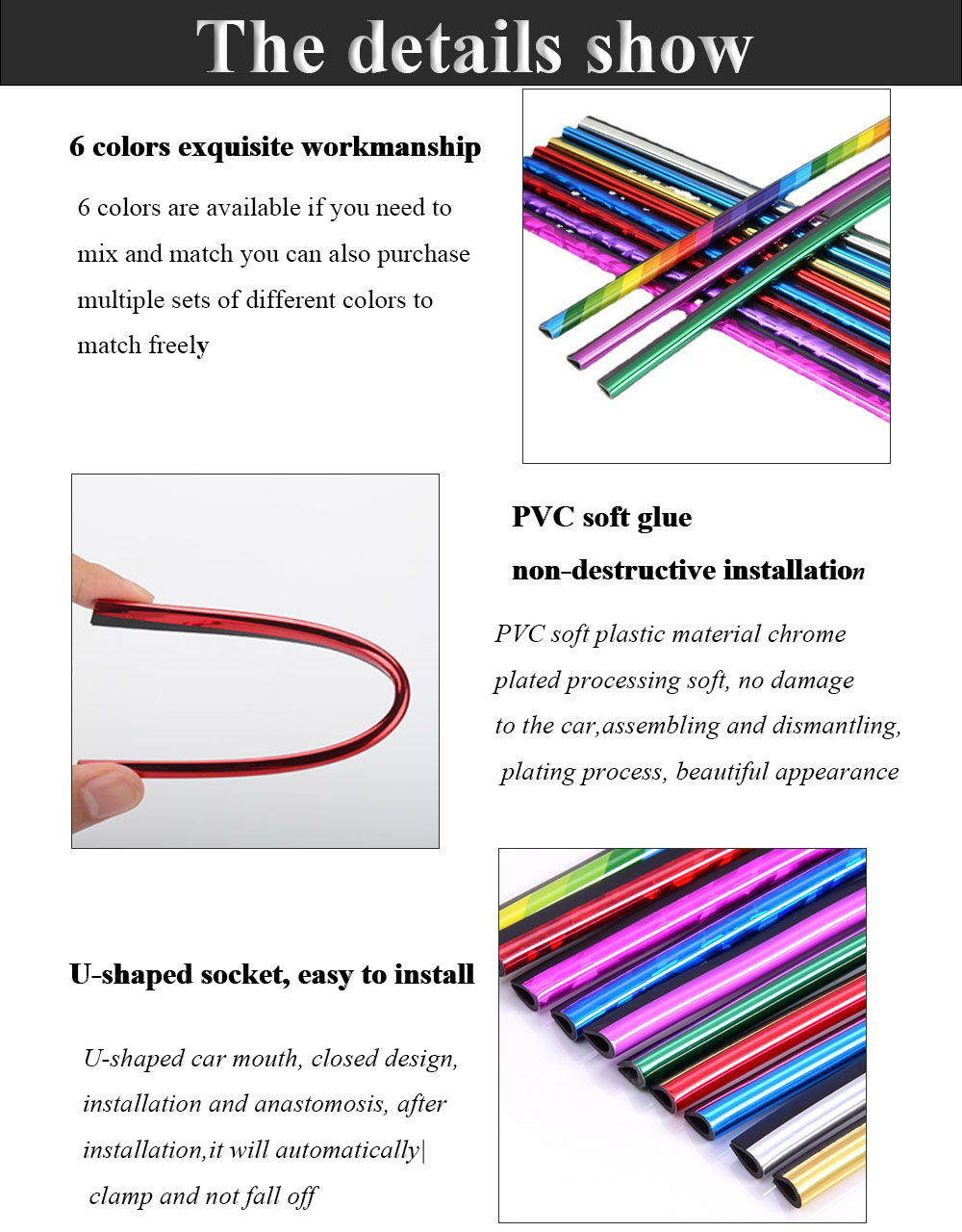 Car Air Conditioner Vent Outlet Trim 10pcs Pink DIY U Shape Car Trim Strip Auto Interior Side Air Vents Strip Car Interior Trim