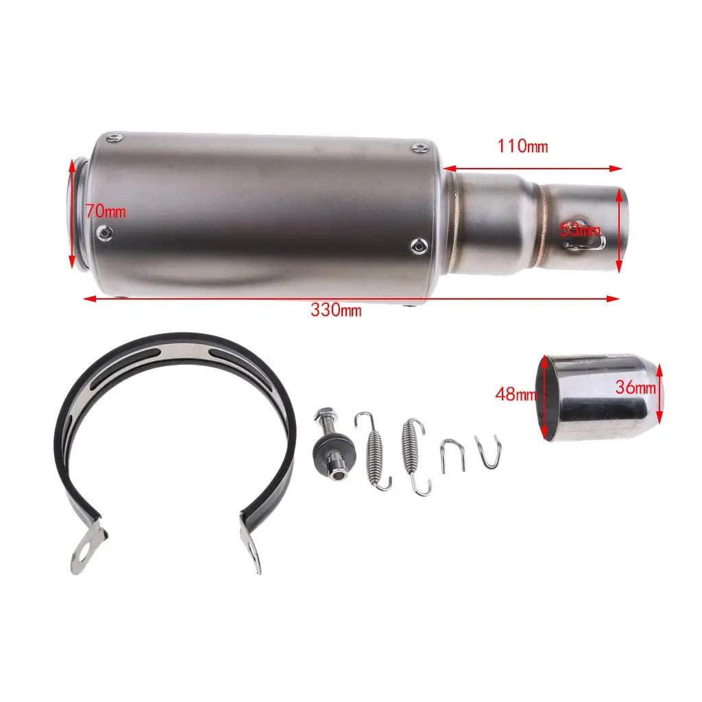 Universal Motorcycle Modified Exhaust Muffler  for   36-51mm Silver