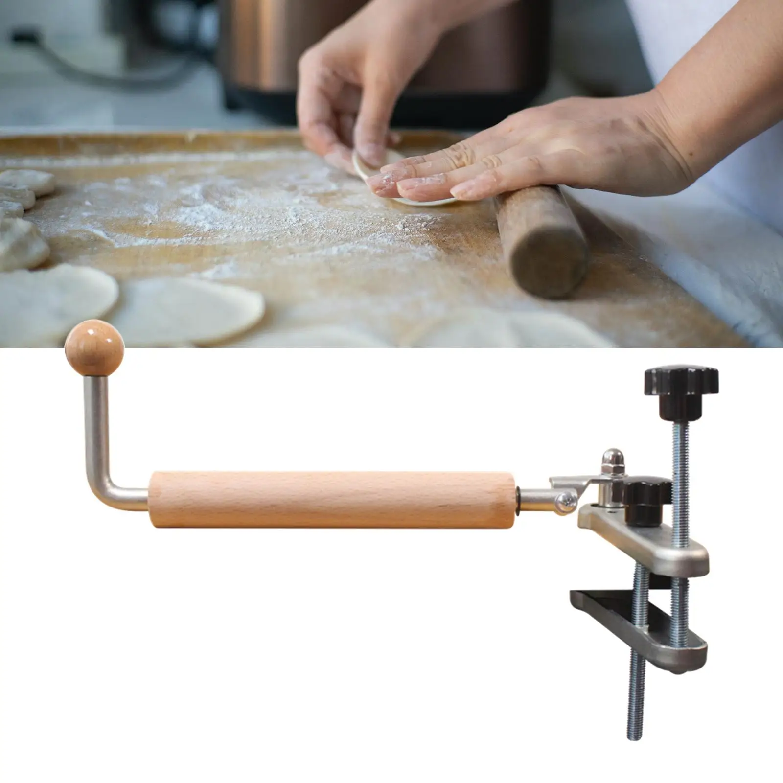Wooden Rolling Pin Kitchen Accessories for Baking Durable with Handles Baking Rolling Pin for Baking Bread Pastry Fondant Cookie