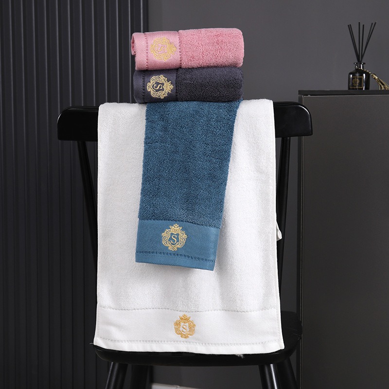 Description Picture 4 of itemBamboo Bathroom Soft Hand Towels Sets White Blue Pink Grey Embroidered Luxury Adult Kids Towel Set 34x74cm