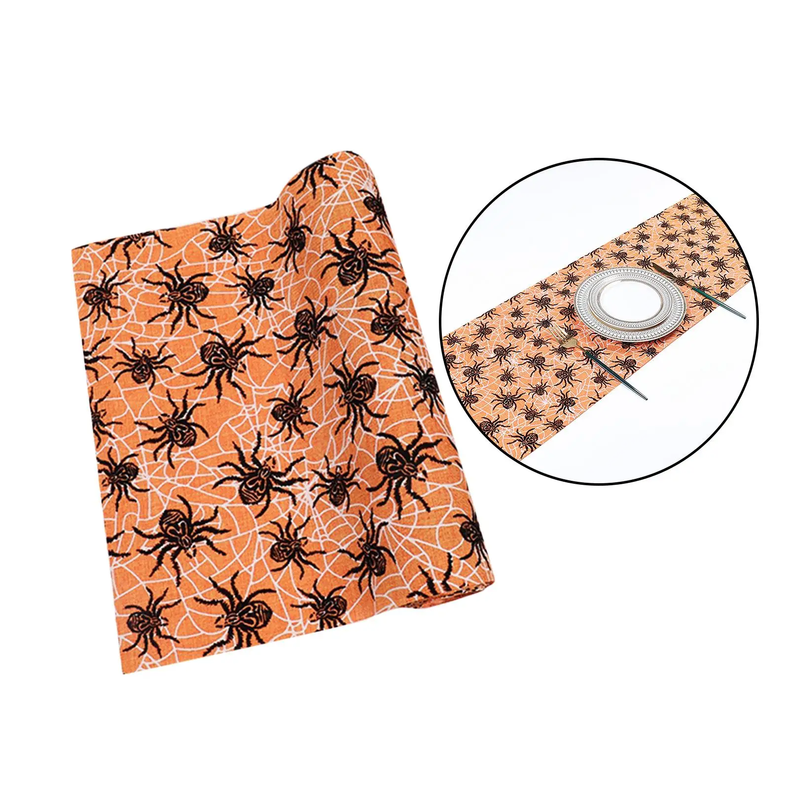 Halloween Table Runner Creative Reusable Durable Rectangle Spider Web Tablecloth for Home Autumn Thanksgiving Restaurant Banquet