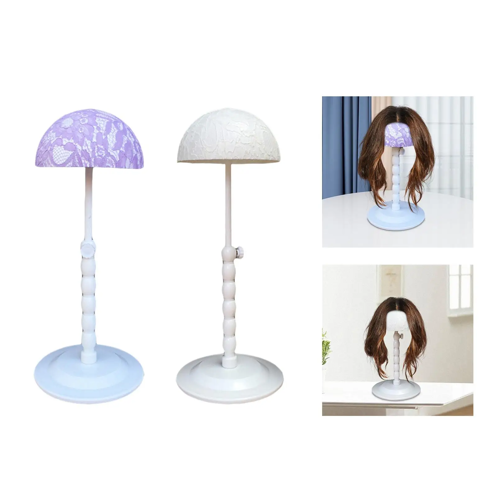 Wig Stand Adjustable Height Hat Display Stand Stable Portable Wig Storage Wig Display Holder for Home Styling Salons Drying Shop