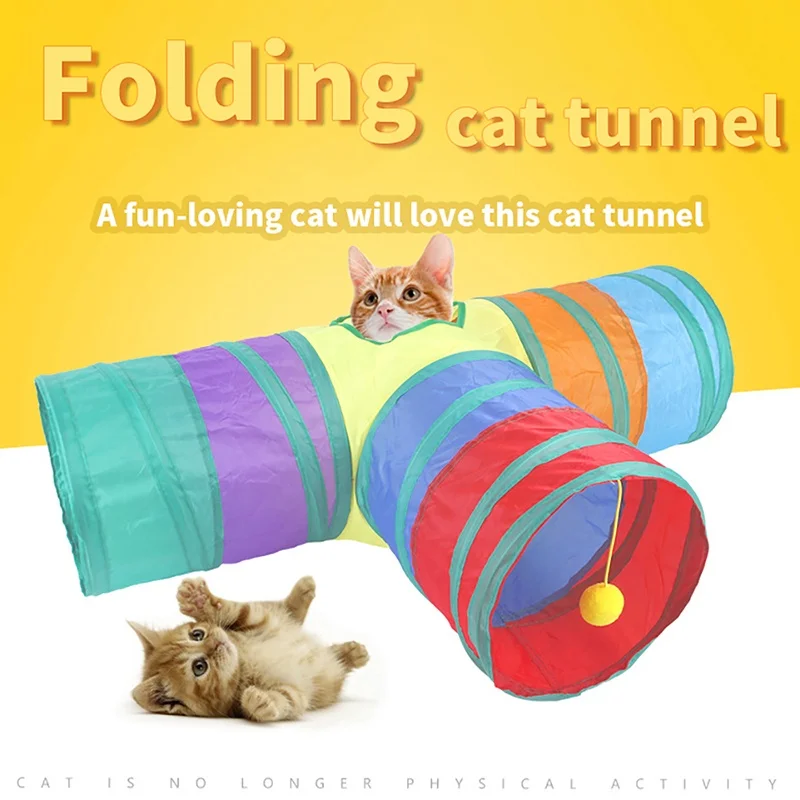 for Rabbits Small Pets for Cats Puppy Self-Amusement Cat Play Tunnel Pink Foldable Portable Cat Tunnel Tube 