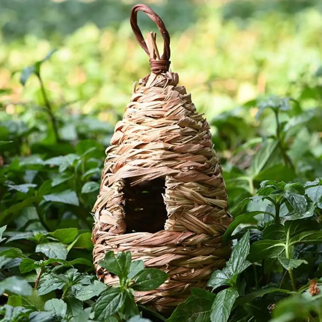 Hibiscus Grass Hanging Birdhouse Pet Parrot Straw Bird Nest Tree Decoration