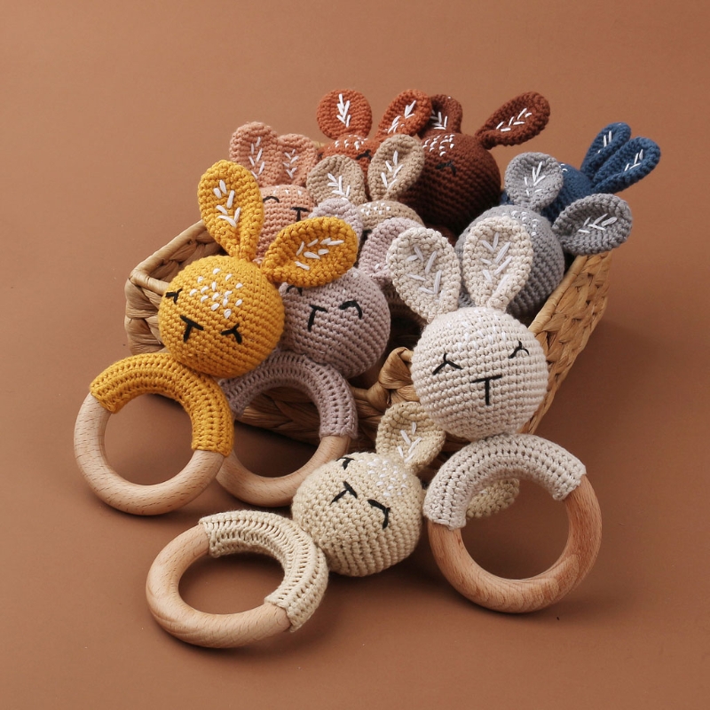 Title 3, 1Pc Baby Wooden Teether Crochet Rattle Toy BPA ...