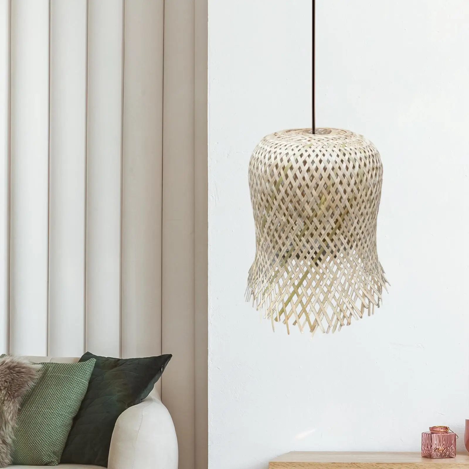 Minimalistic Pendant Light Cover Ceiling Light Fixture Chandelier Ornament Bamboo Lamp Shade Lampshade for Fireplace Bedside