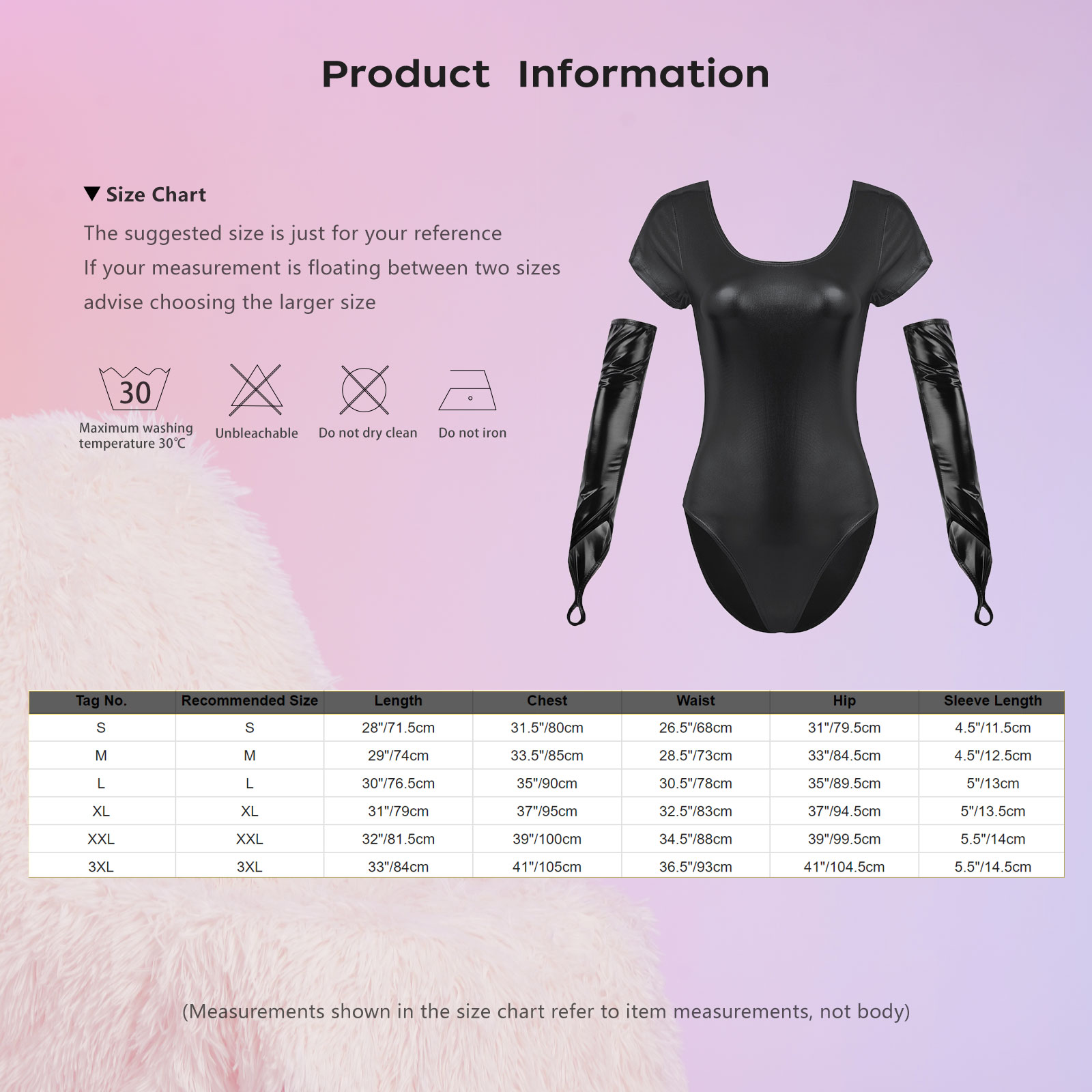Damen glänzendes Lack leder Ballett Tanz kostüm Kurzarm einteiliger Trikot Body mit bogenlangen finger losen Handschuhen – Detail 1
