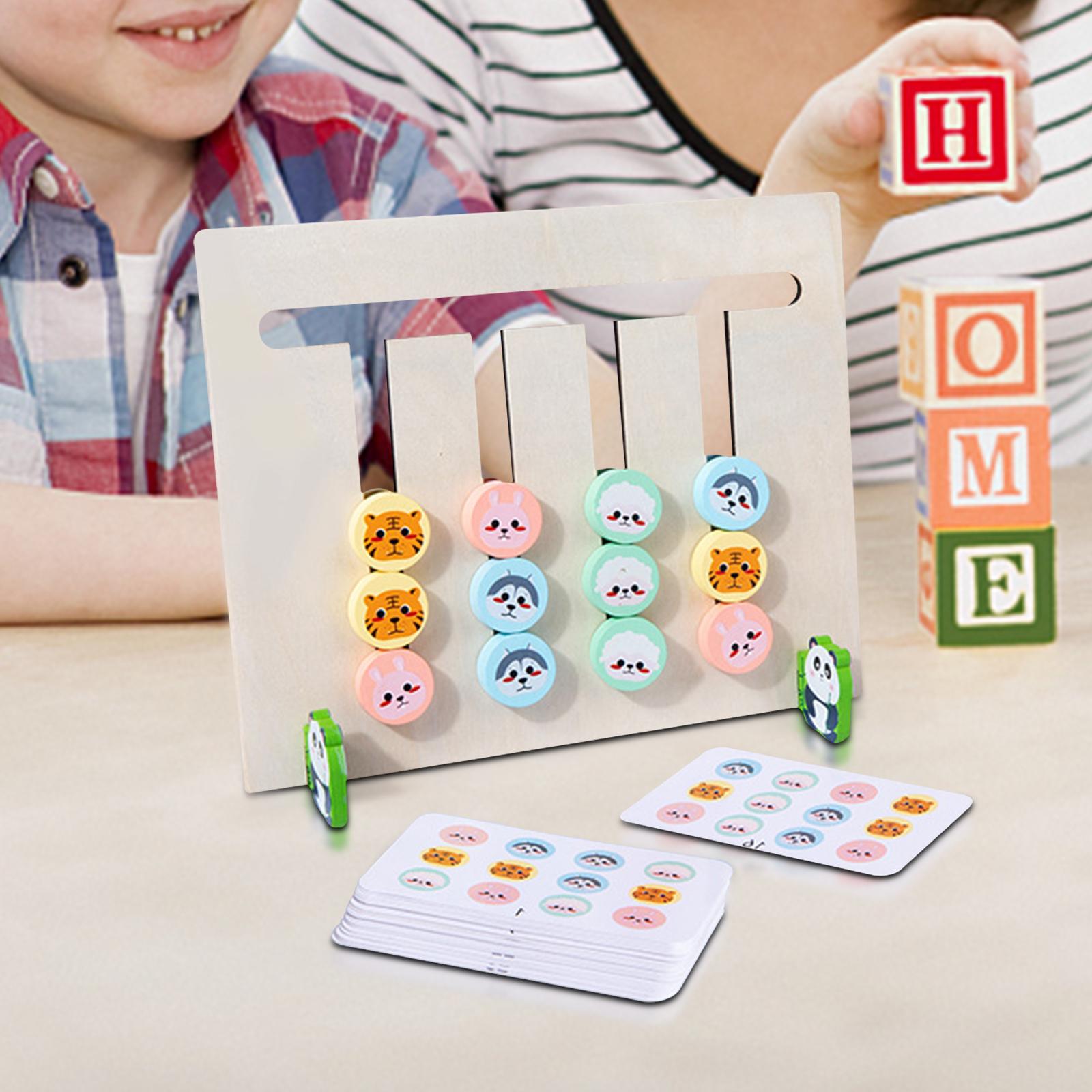 Montessori Toys Kids Slide Puzzle Board Wood Animal Sorting Toy Hand Brain Toy Teaching Aids Smooth Surface ,Easy to Carry