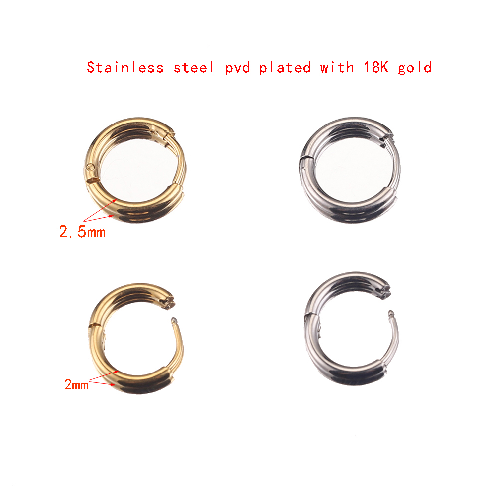 6 Stück 2/2,5 mm Breite Edelstahl vergoldet runde Ohrringe Creolen für Damen Mode Ohrringe koreanische Schmuck Geschenke – Detail 4