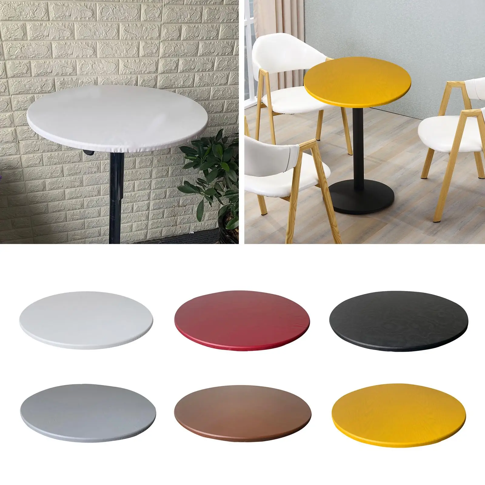 Elastic Round Table Cloth Protector Waterproof Table Cover Backed Vinyl