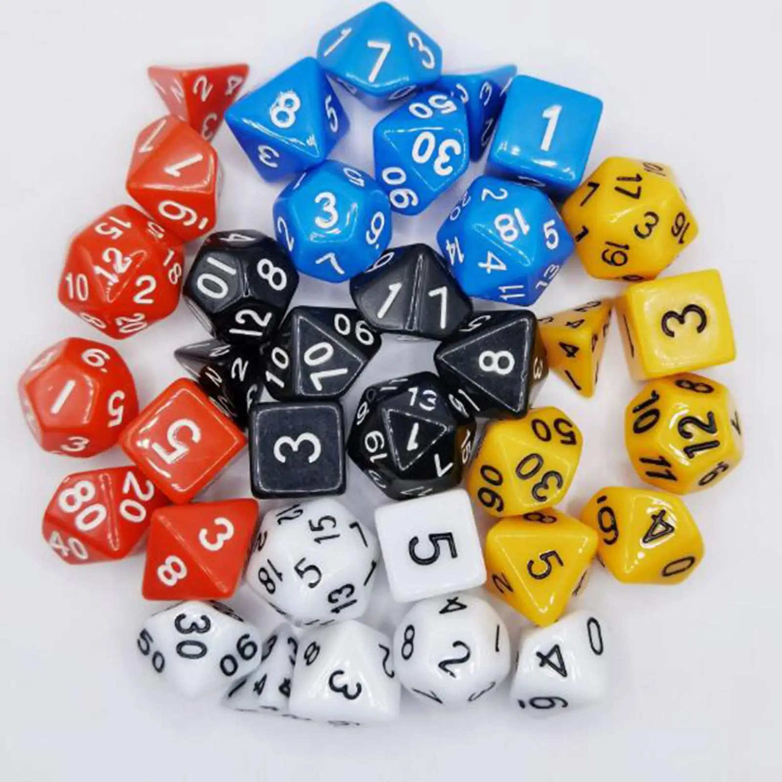 Engraved Polyhedral Dices Set Colored D8 D10 D12 D20 35x for Board Game Prop