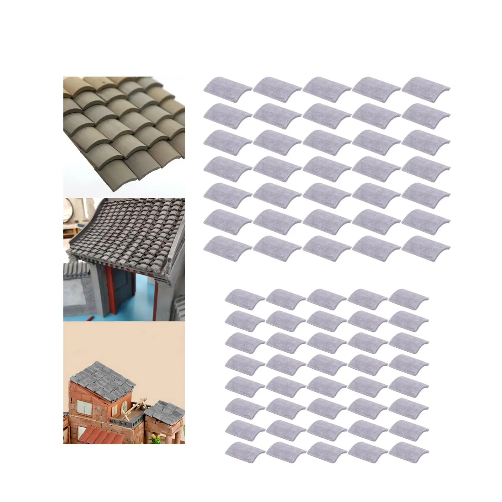 Grey Roof Tiles Decor 1:16 Miniature Tiles Figurine Landscaping Accessories Grey Wall Bricks for Dollhouses Living Room Toys