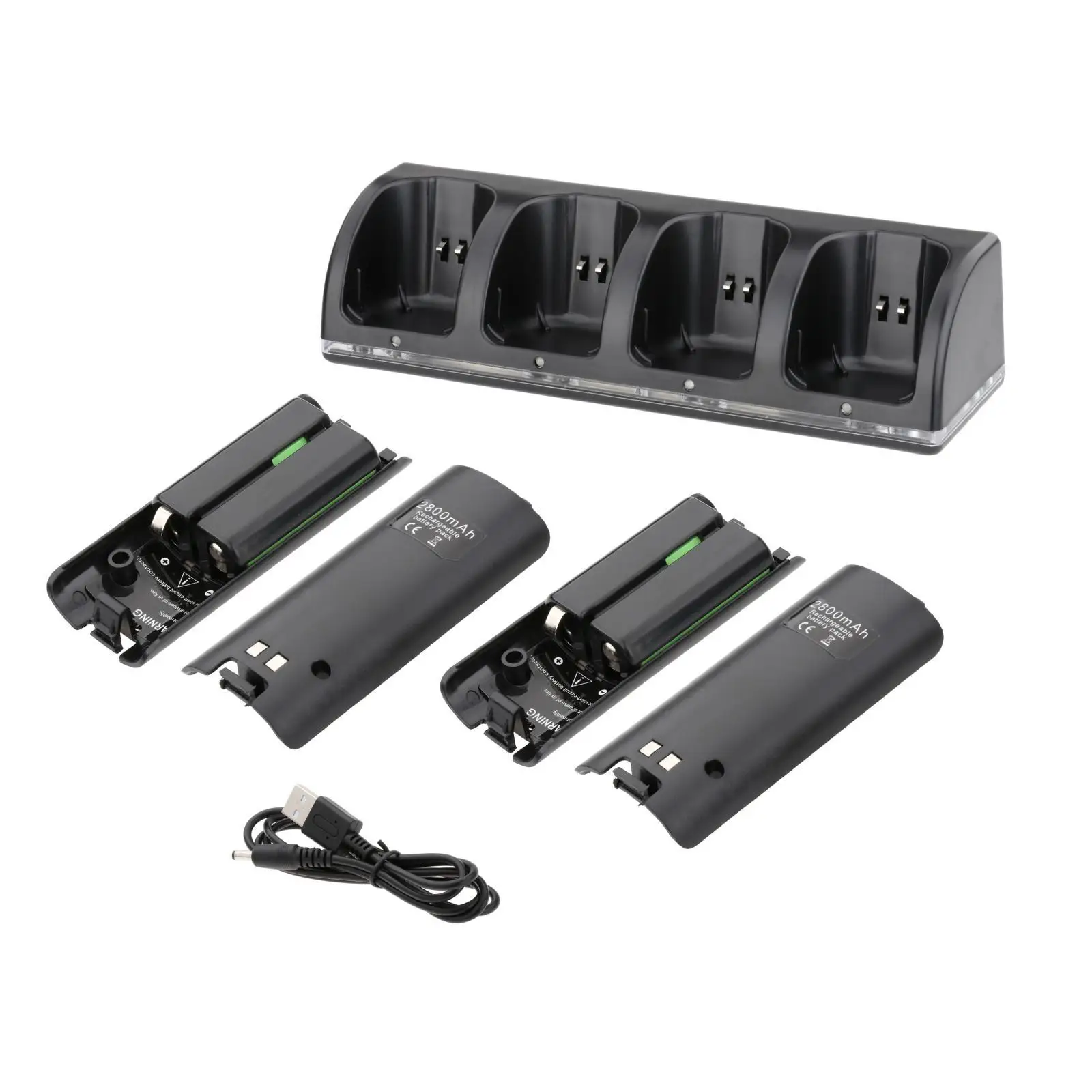  , Charging Dock Station with USB Cable 4Pcs 2800mAh Replacement Batteries for Wii Game Console Game Accessories