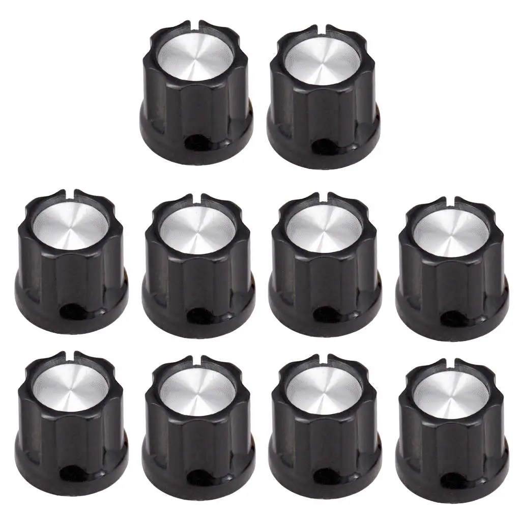 10x Guitar Bass  Control Knobs Cap Musical Instrument Accessory Black