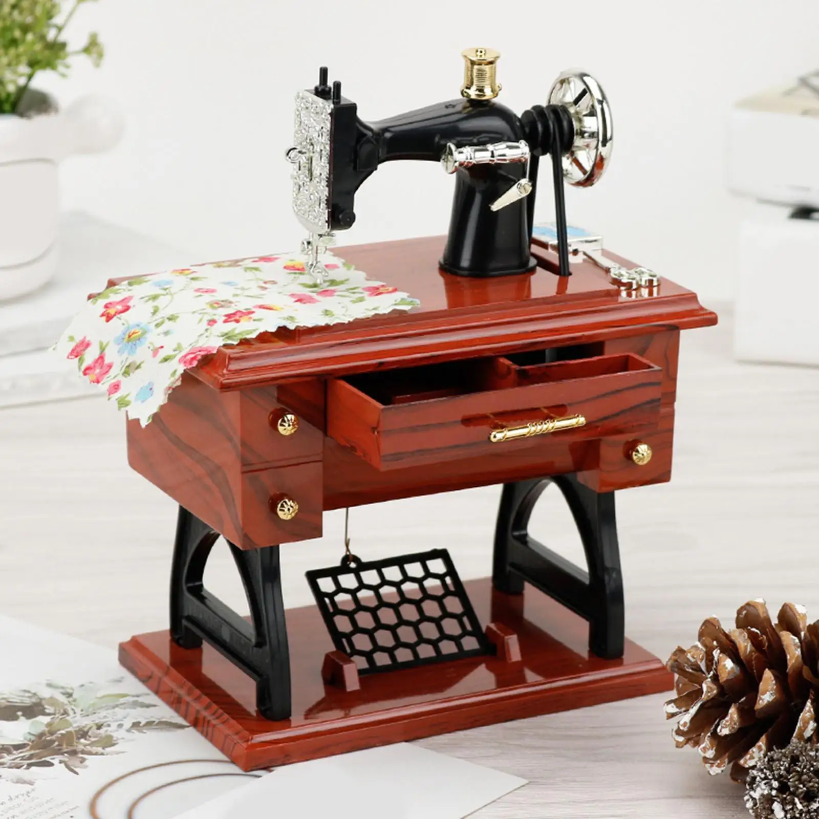 Mini Sewing Machine Music Box Mechanical Music up for Birthday Gift