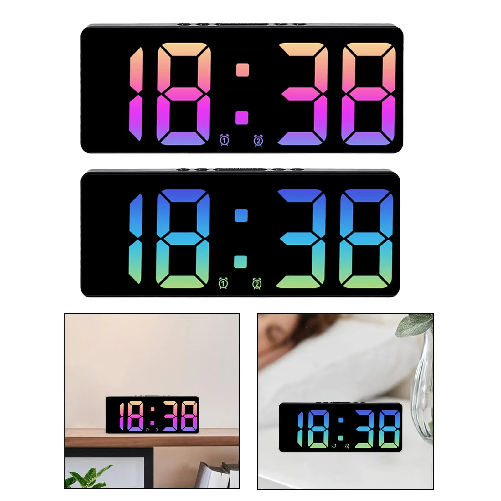 15.5cm Digital Alarm Clock Bedside Clock 6x0.9x2.4inch 12 Hour/24 Hour Portable Snooze Function for Bedroom Multipurpose Stylish