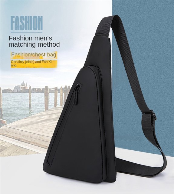 Men Chest Sling Bag Triangle Crossbody Bags Front Chest Day Pack Male  Casual One Shoulder Strap Backpack Fanny Packs Messenger