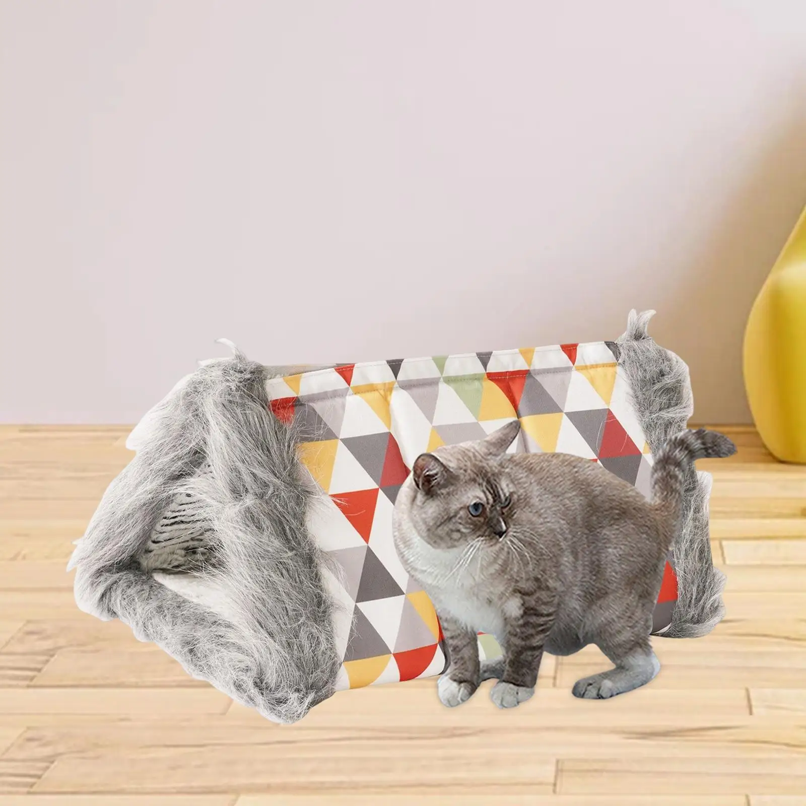 Cat Warm Blanket House Reversible Cushion Pad Dog Tent Cave Pet Bed for Rest