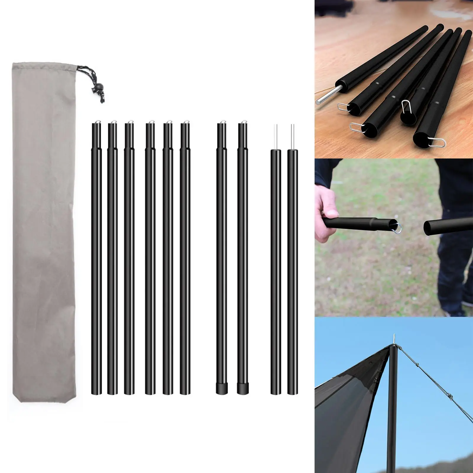 2 Pieces Universal  Poles Shelter Building Adjustable Awning Poles