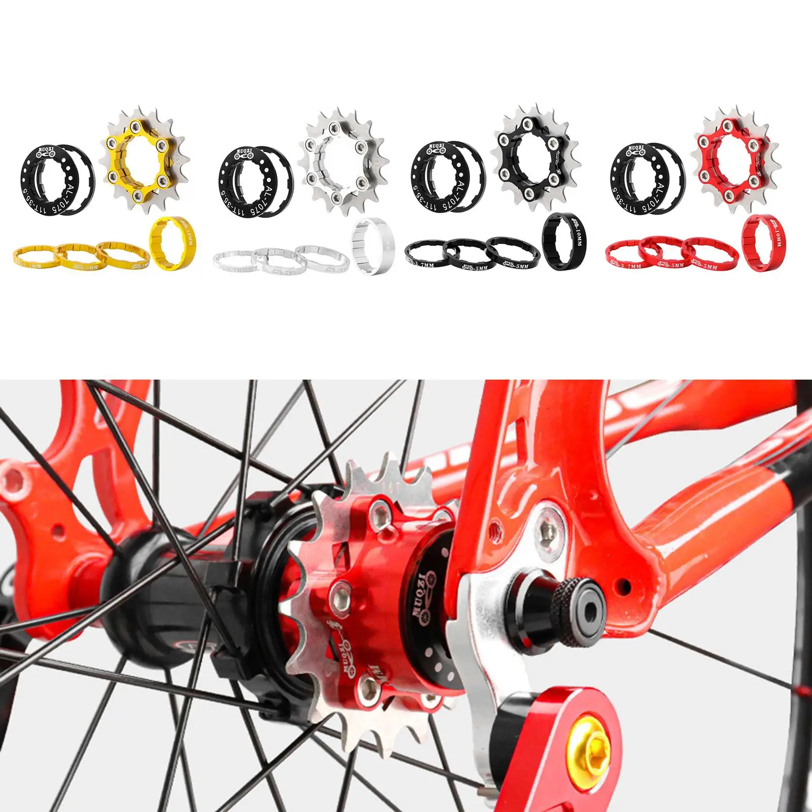 Bicycle 16  Flywheel Set High Strength Aluminum Alloy Cassette Component Removeable Cog Fixed Parts Sprocket Gear for MTB BMX