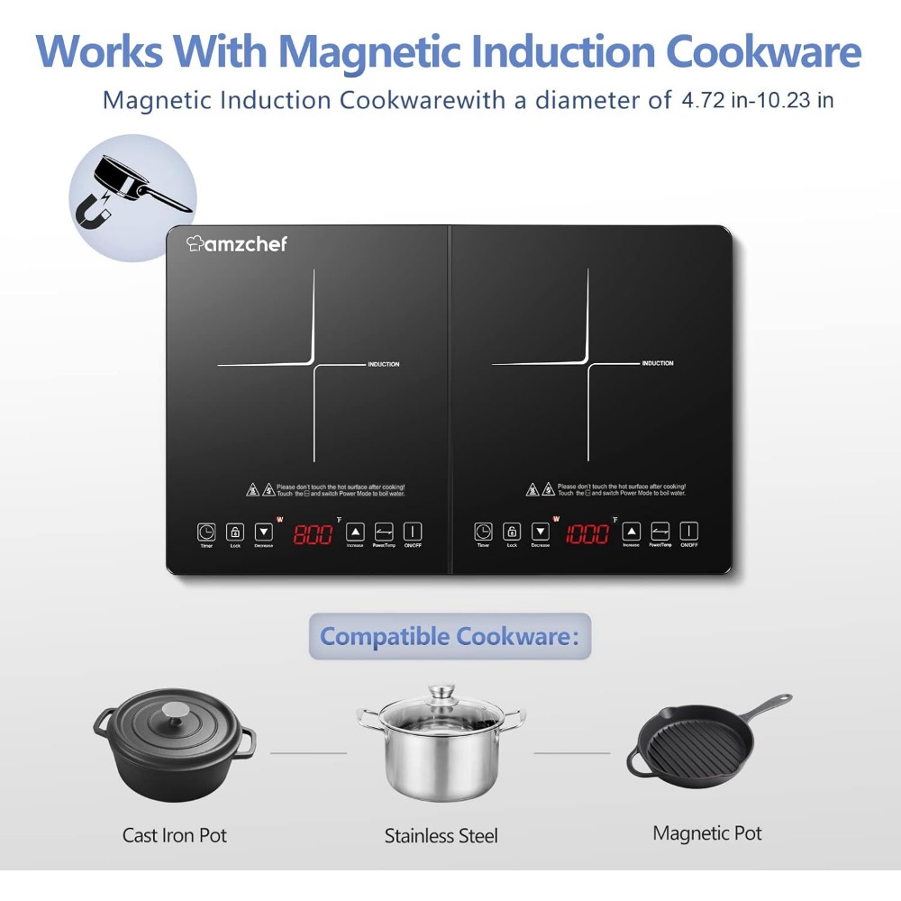 Title 5, Double Induction Cooktop Induction Cooker 2 Bur...