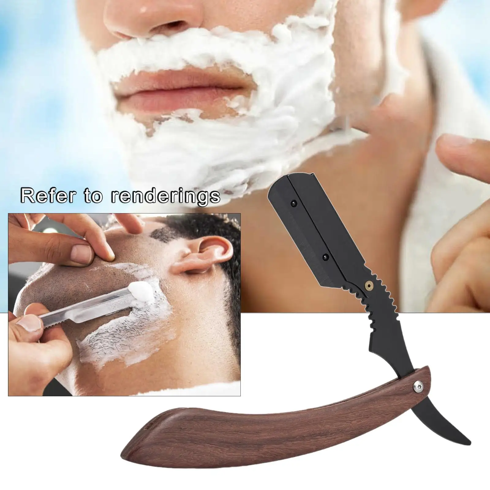 Straight Edge Barber Wooden Handle for Barbershop Stainless Steel
