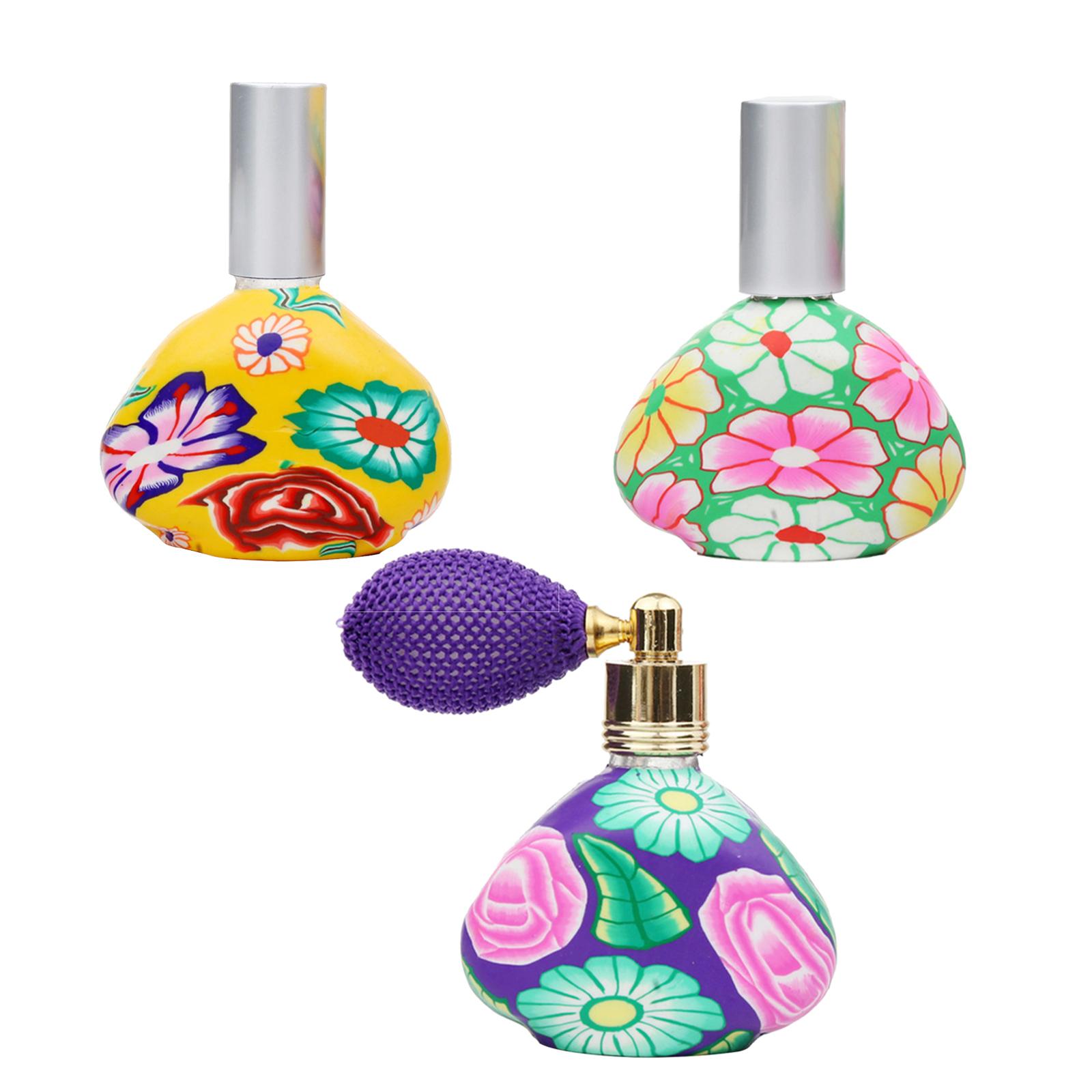 Refillable Perfume Atomizer Flower Embelished Makeup Tool Air Bag Retro Glass Vial Cologne Dispenser Sprayer for Ladies Girls