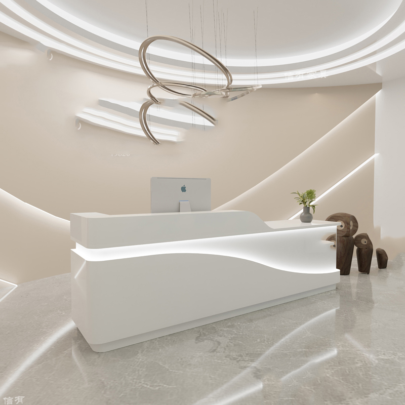 Description Picture 5 of itemLectern White Reception Modern Cashier Counter Store Hotel Reception Conference Bar Luxury bureau meuble Reception Desk WJ25XP