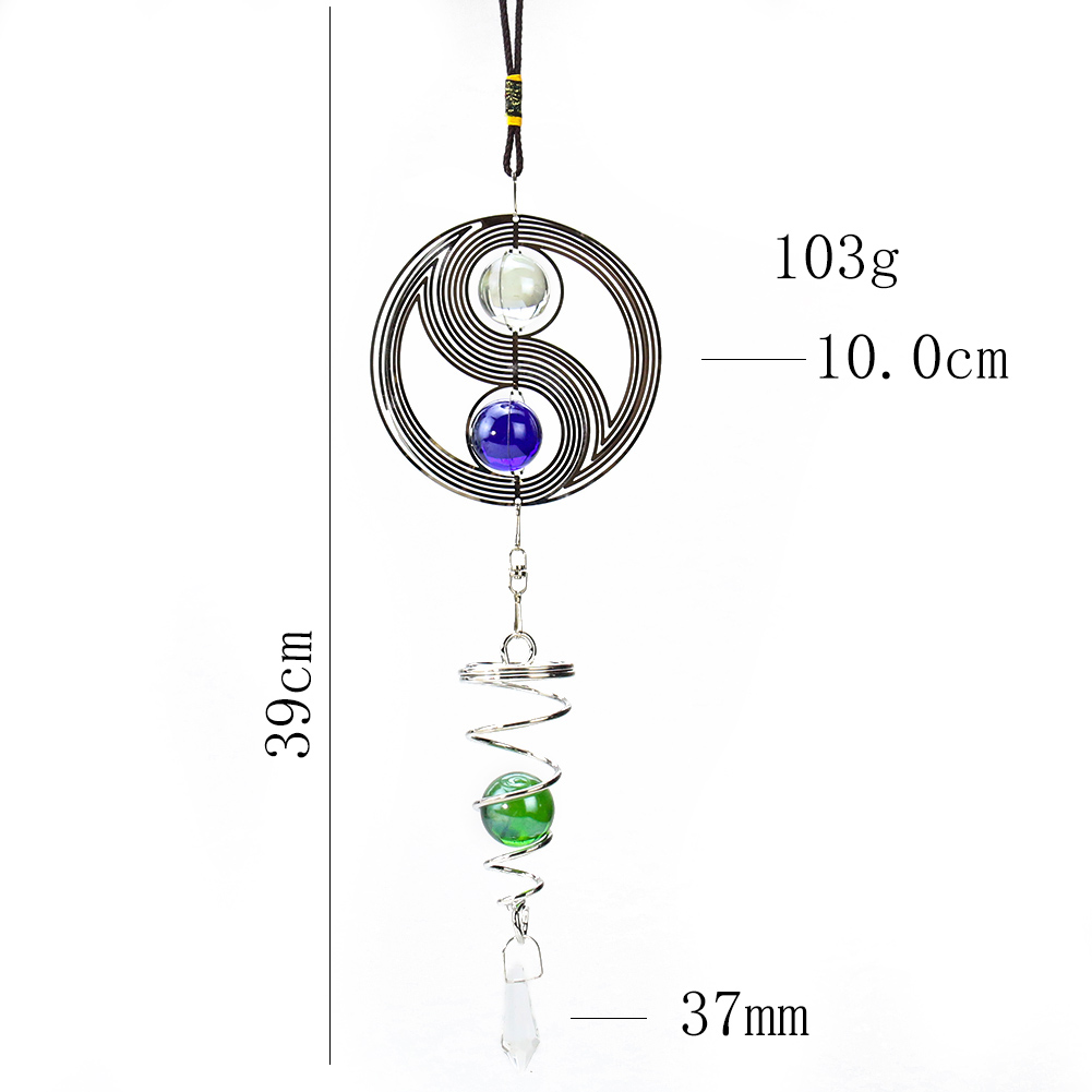 Edelstahl 3D drehbare Windspiele Tai Chi Form mit Kristall Outdoor Garten Anhänger Schlafzimmer Dekoration Home Suncatcher – Detail 1