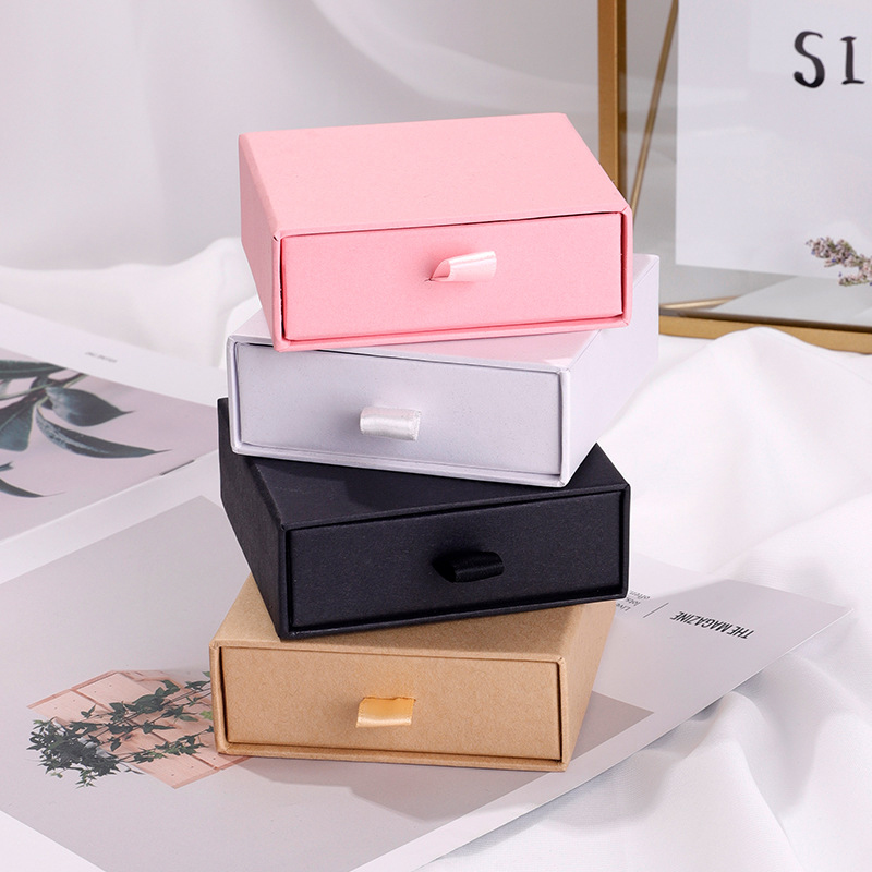 Multiple-Use Jewelry Packaging Box for Necklace, Bracelet, and Ring in Pink/White/Black