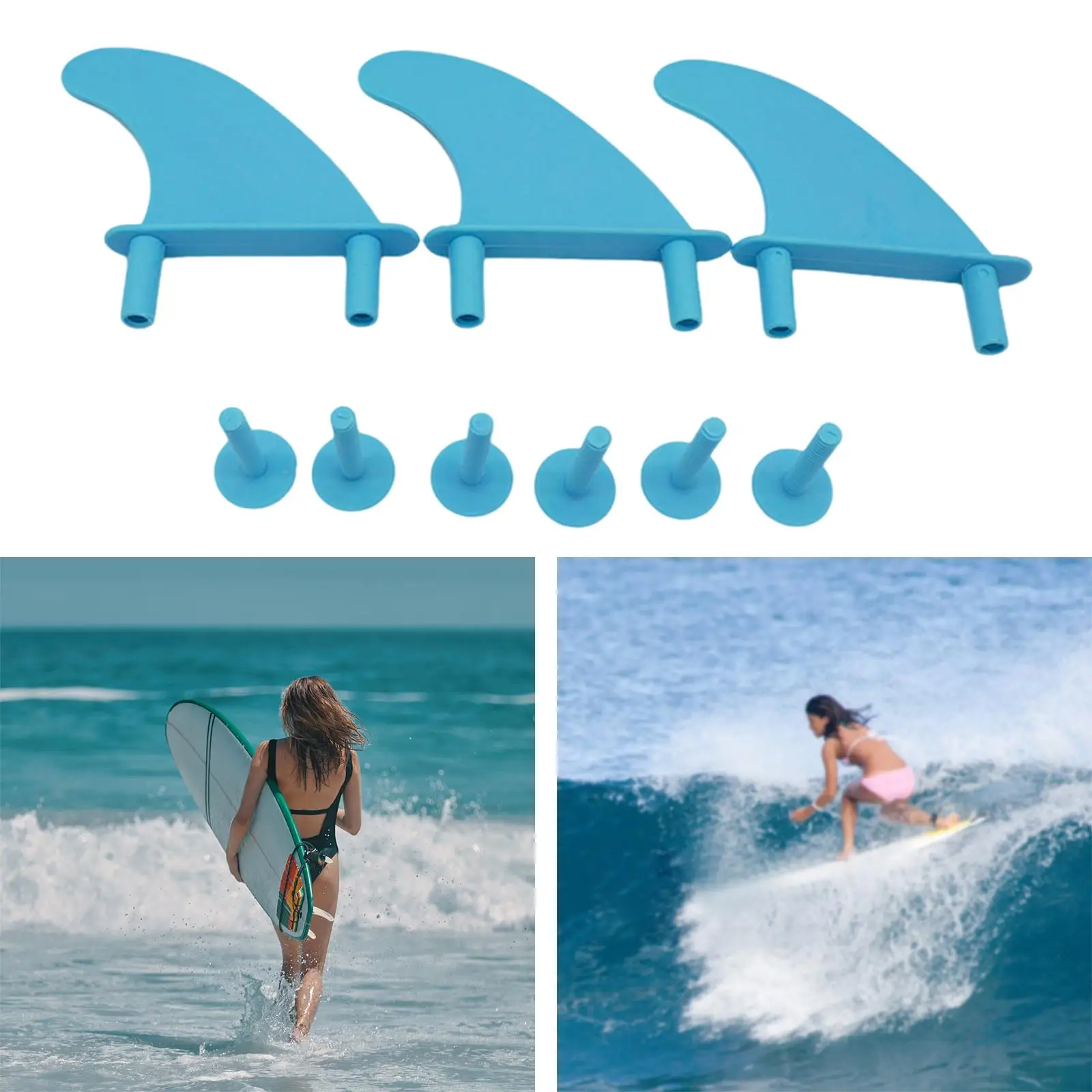 3Pcs Surf Fin Screws Parts Replacement Easy to Install Soft Top Surfboard Fins Longboard Thruster Fins for Beach Surfing Summer
