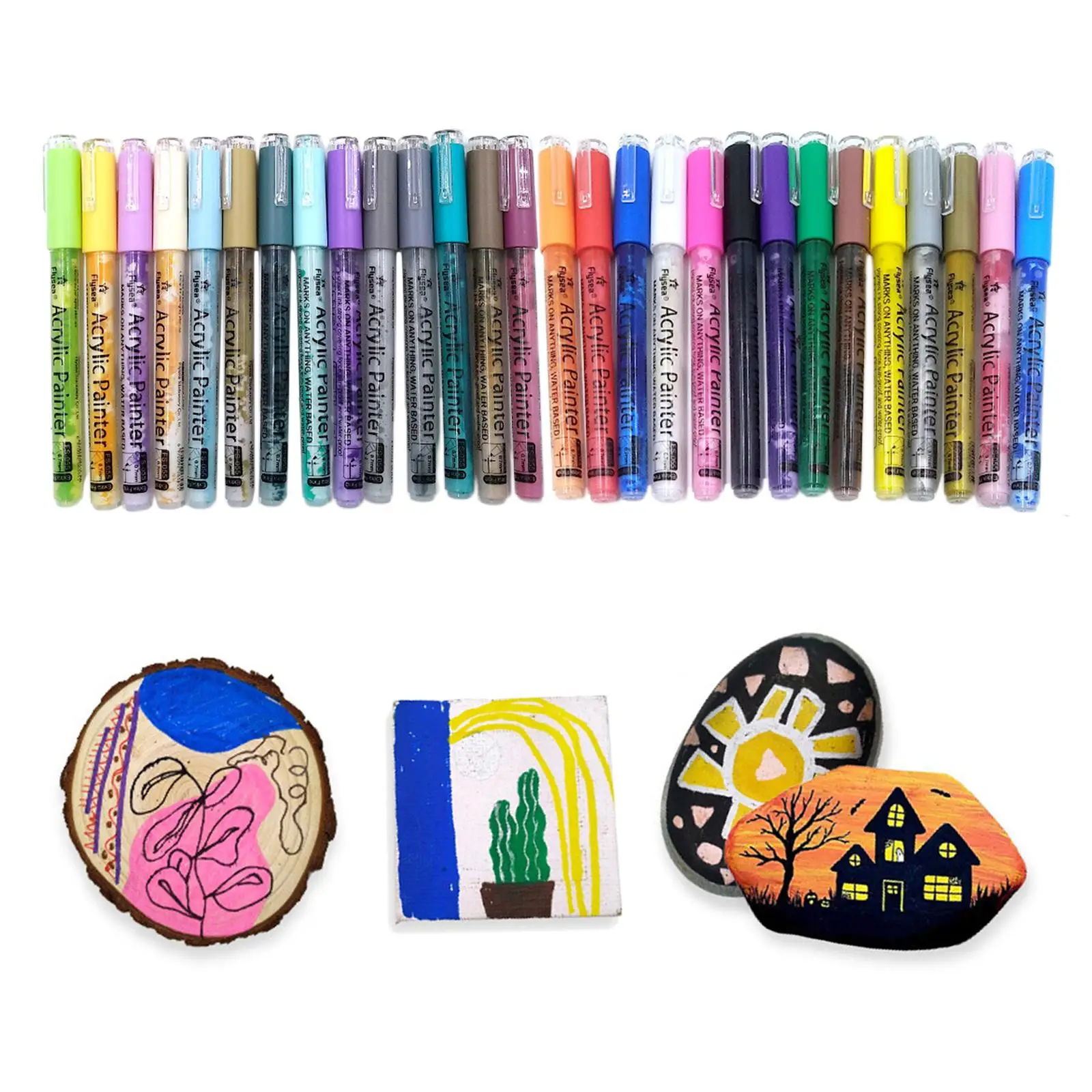 28Pcs Acrylic Paint Pens 0.7mm 2 Metal Markers Coloring Writing PENS