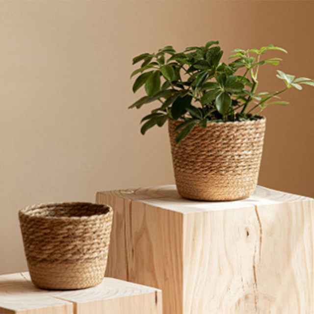 Woven Planter Basket Large Capacity Straw Woven Planter for Family 