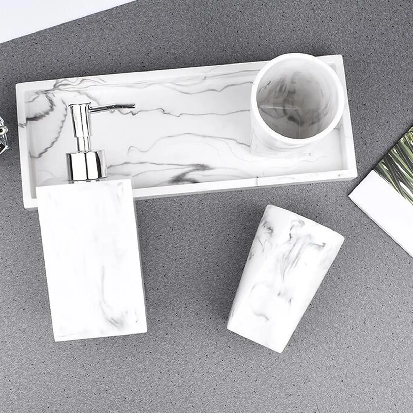 Bathroom Accessories Set  Dispenser Tray Modern Essential Set for Bathroom Counter Dorm Decoration Easy Clean Practical
