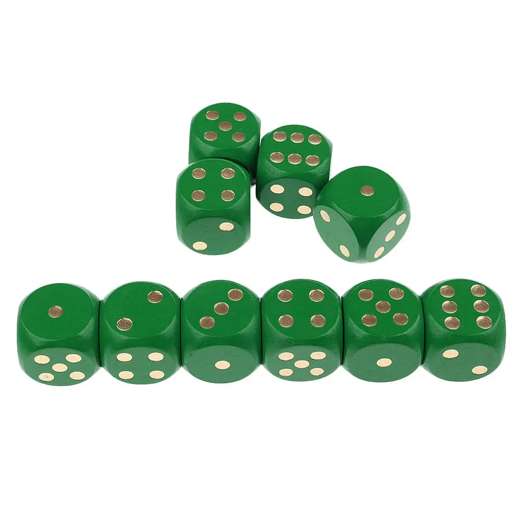 10Pcs/Pack Wooden Dice Six Sided D6 Dies For  And  Card Games