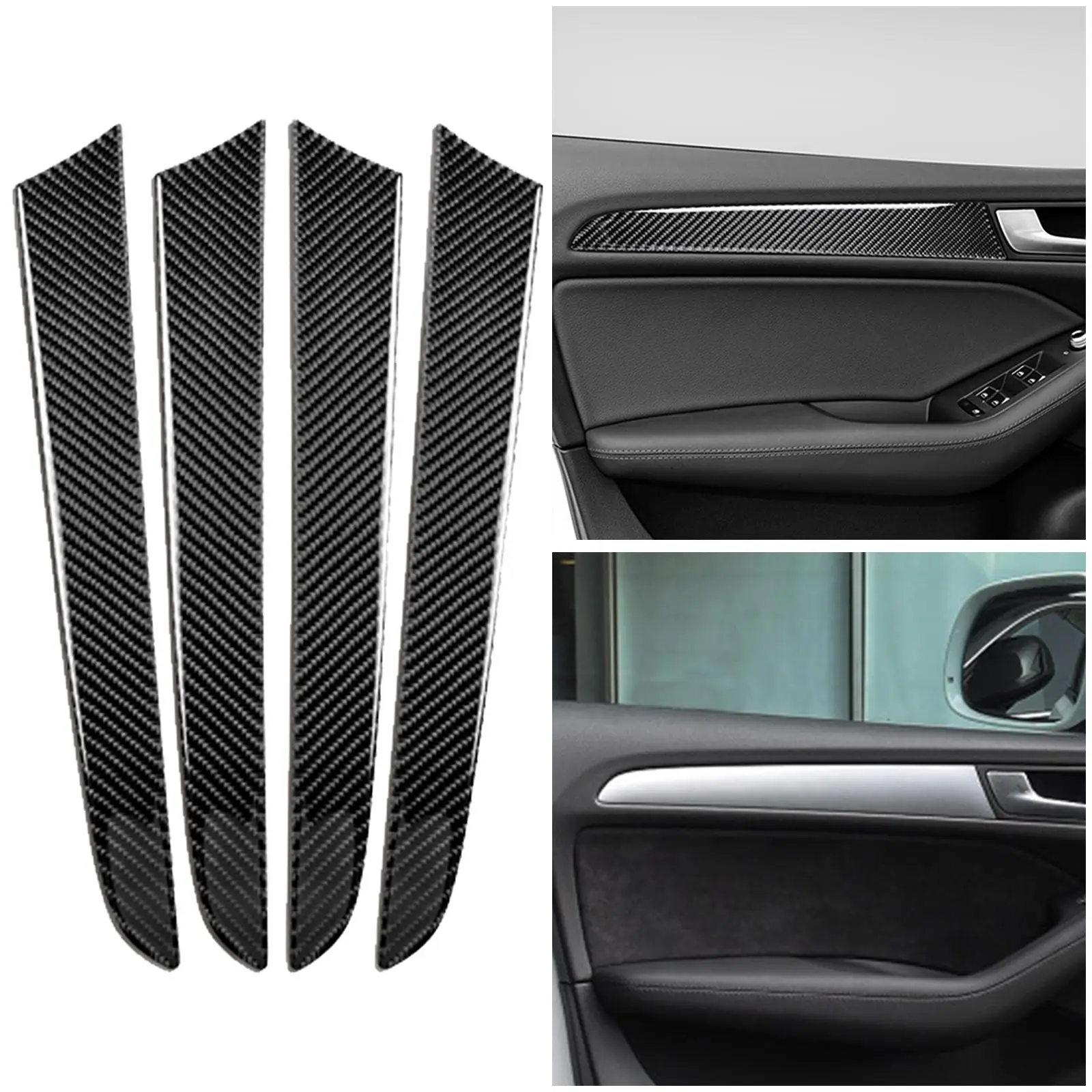 4x Car Interior Door Handle Panel Sticker Accessories Decorative Carbon Fiber Inner Strips for Audi Q5 8R sq5 2010-18