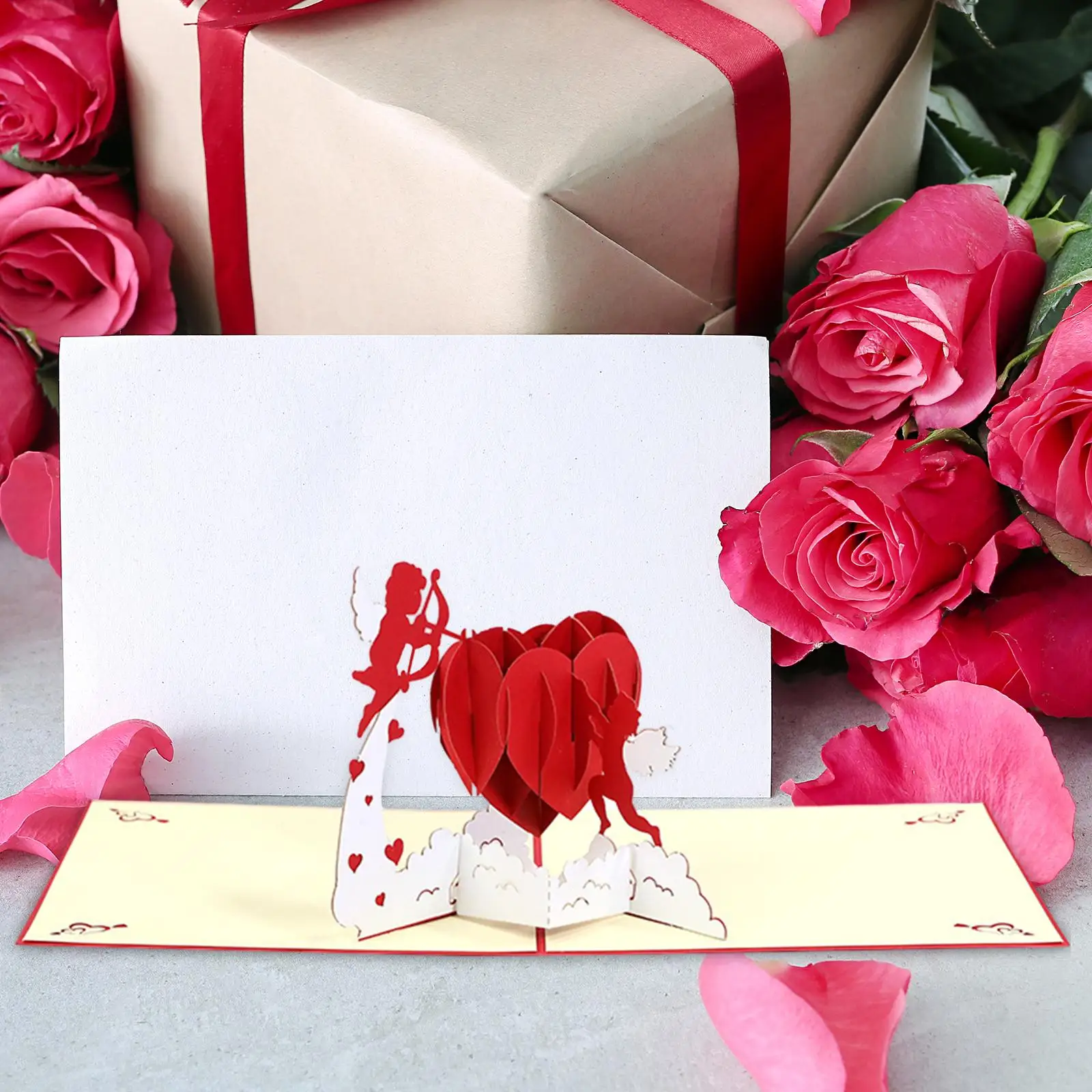 Valentines Day Cards Wedding Card Cupids Romantic with Envelope 3D Greeting Cards for Mother`s Day Home Engagement Male Female